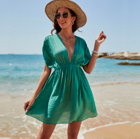 Loscana zomerjurk | Trendy korte strandjurk voor dames met V-hals