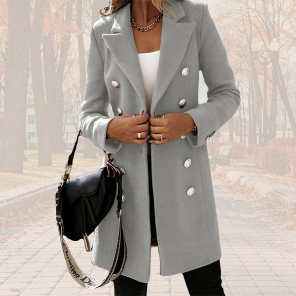 Wollen Luna jas | Elegante lange trenchcoat in wollen look met knopen