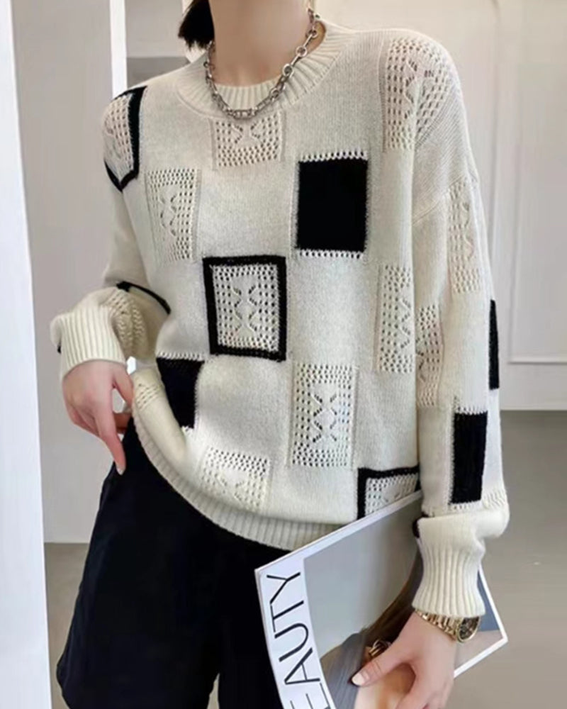 Annele Dekker Sweater | Moderne vierkante trui in kleurblokstijl