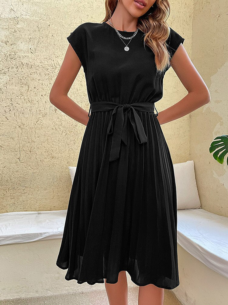 Nora zomerjurk | Elegante geplooide Midi-jurk voor dames