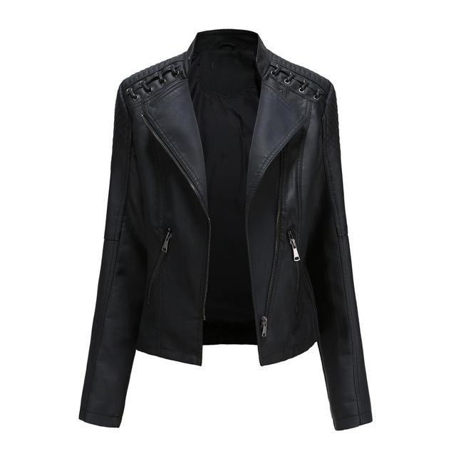 Goose Biker Jacket | Trendy leren-look jas voor vrouwen met schuine rits