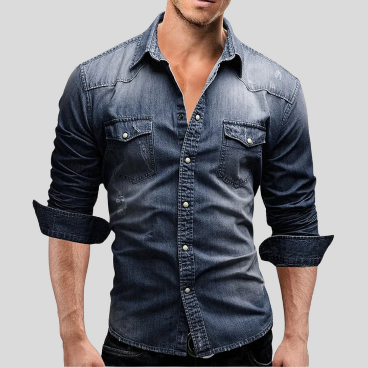 Max denim overhemd | Modern, casual overhemd met lange mouwen voor heren