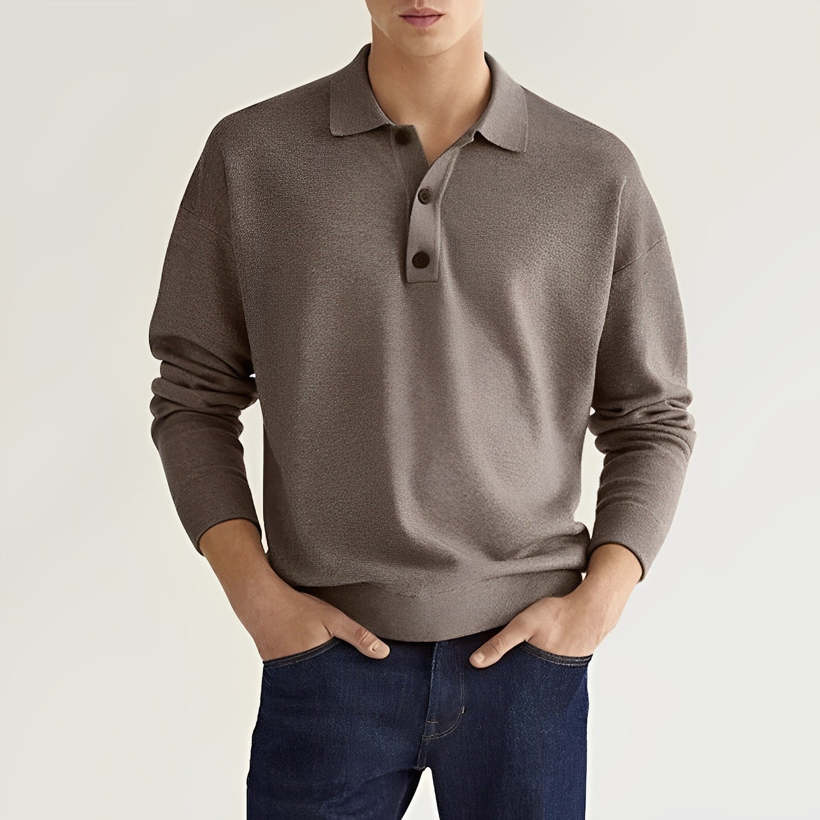 Valenzo Polo Shirt | Elegant knitted herenpoloshirt met lange mouwen