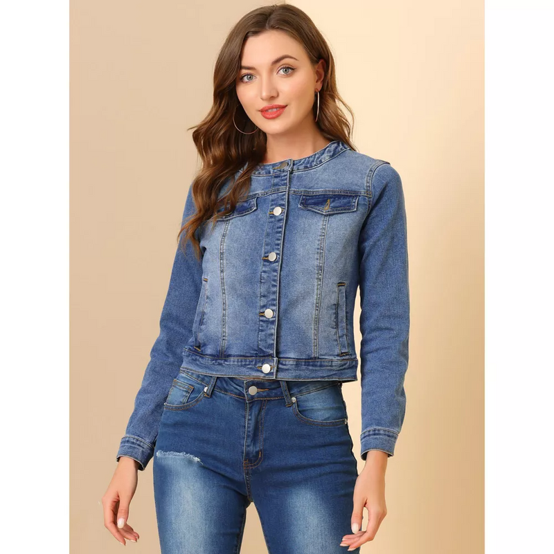Anna Denim Jacket | Stijlvolle trendy korte spijkerstof jeans jas voor dames met knopen