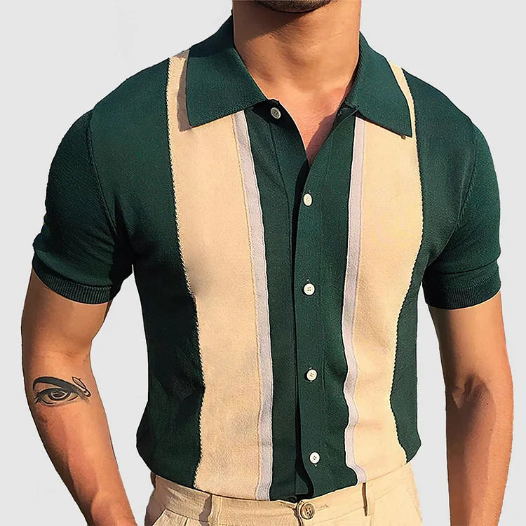 Axel poloshirt | Retro stijlvol shirt met korte mouw en knopen voor heren