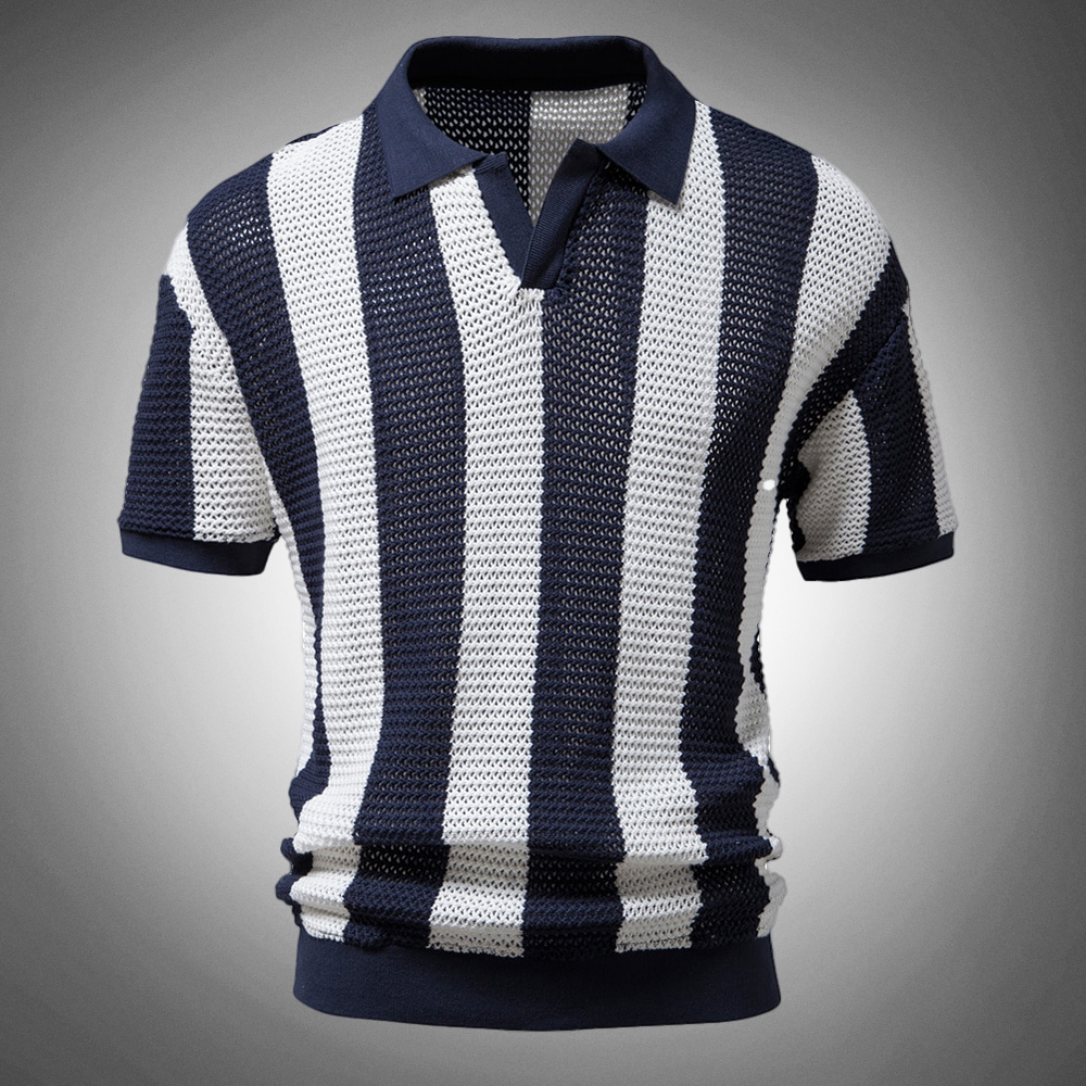 Dominic Knitted Polo | Modern poloshirt met V-hals en korte mouwen