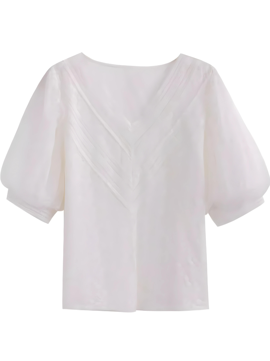 Jasmin vintage blouse | Zomerse kanten blouse met V-hals voor dames