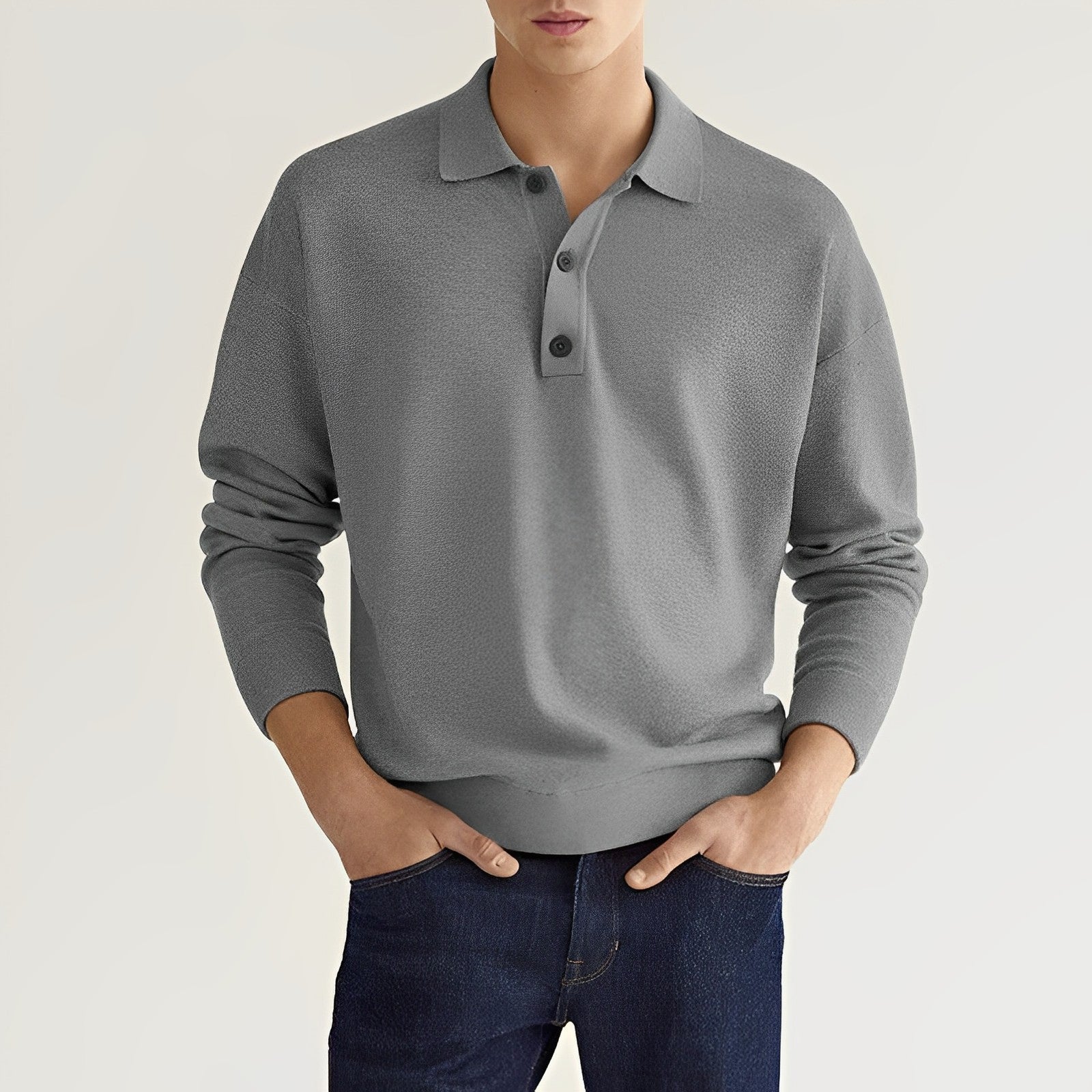 Valenzo Polo Shirt | Elegant knitted herenpoloshirt met lange mouwen