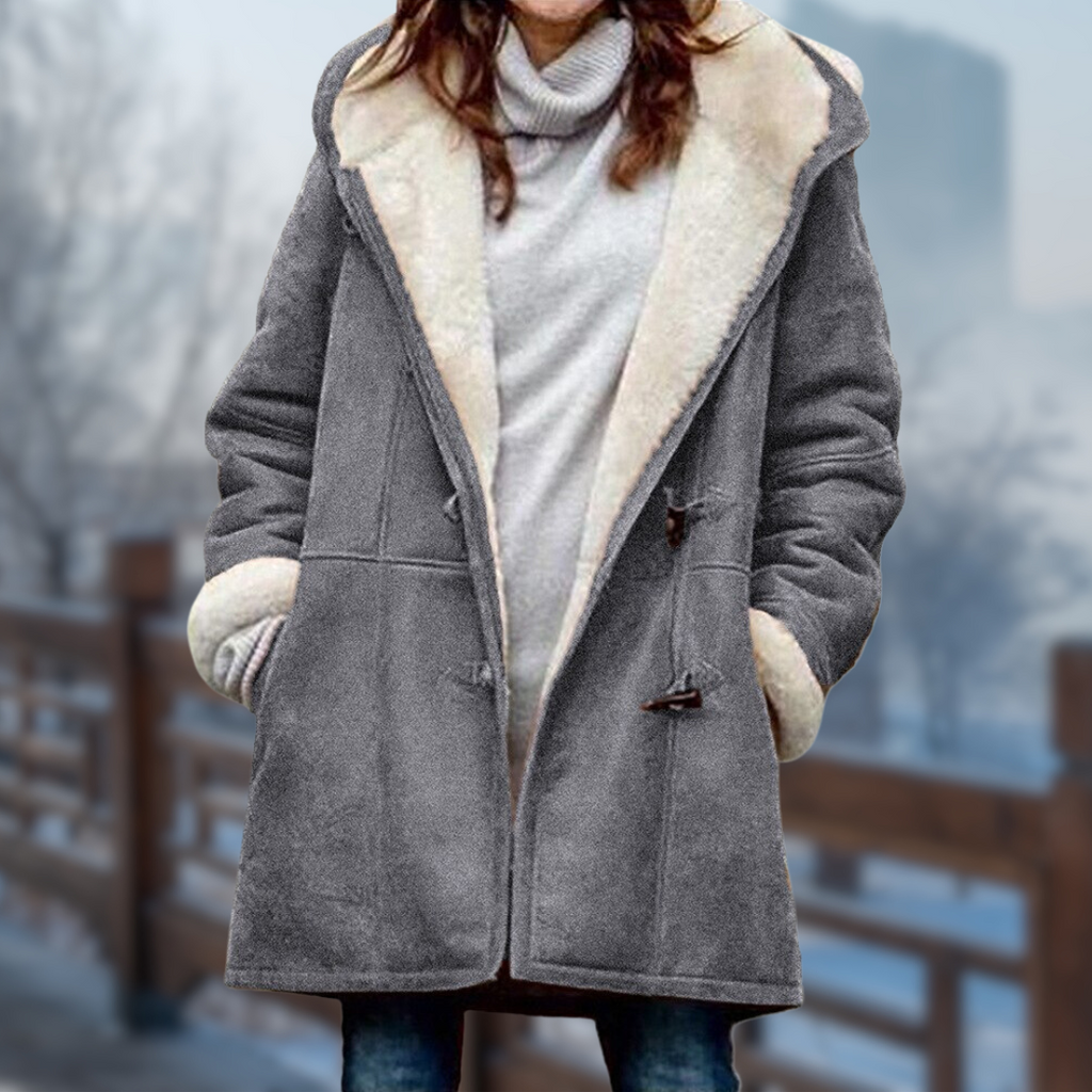 Mika Fleece Jas | Comfortabele zachte lange fleece mantel voor vrouwen met capuchon