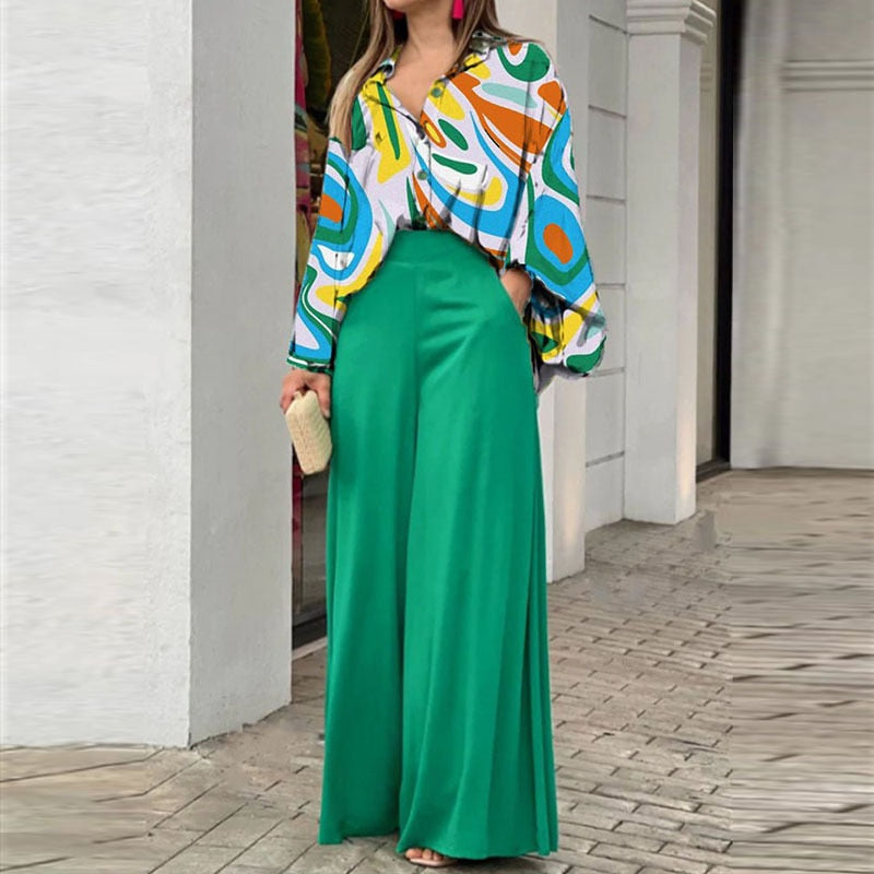 Fiona Damespak | Comfortabel elegant 2-delig damespak met luxe print