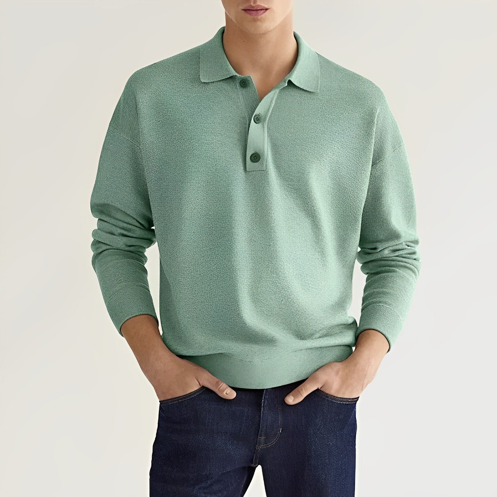 Valenzo Polo Shirt | Elegant knitted herenpoloshirt met lange mouwen