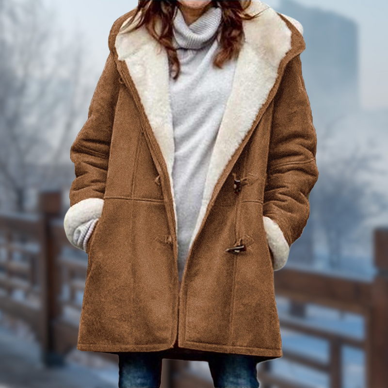 Mika Fleece Jas | Comfortabele zachte lange fleece mantel voor vrouwen met capuchon