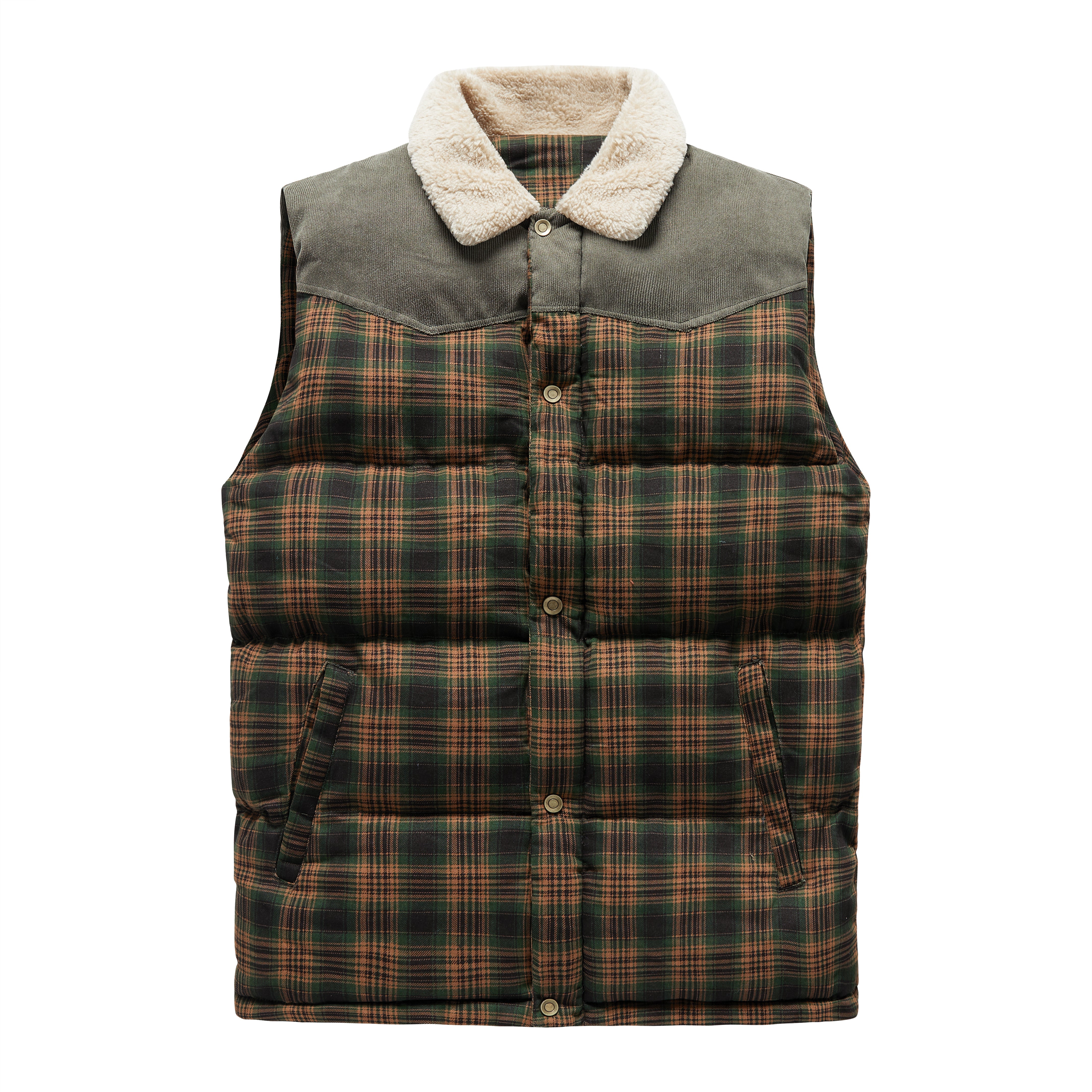 Luca Belloni Bodywamer | Plaid gilet met fleece kraag voor heren