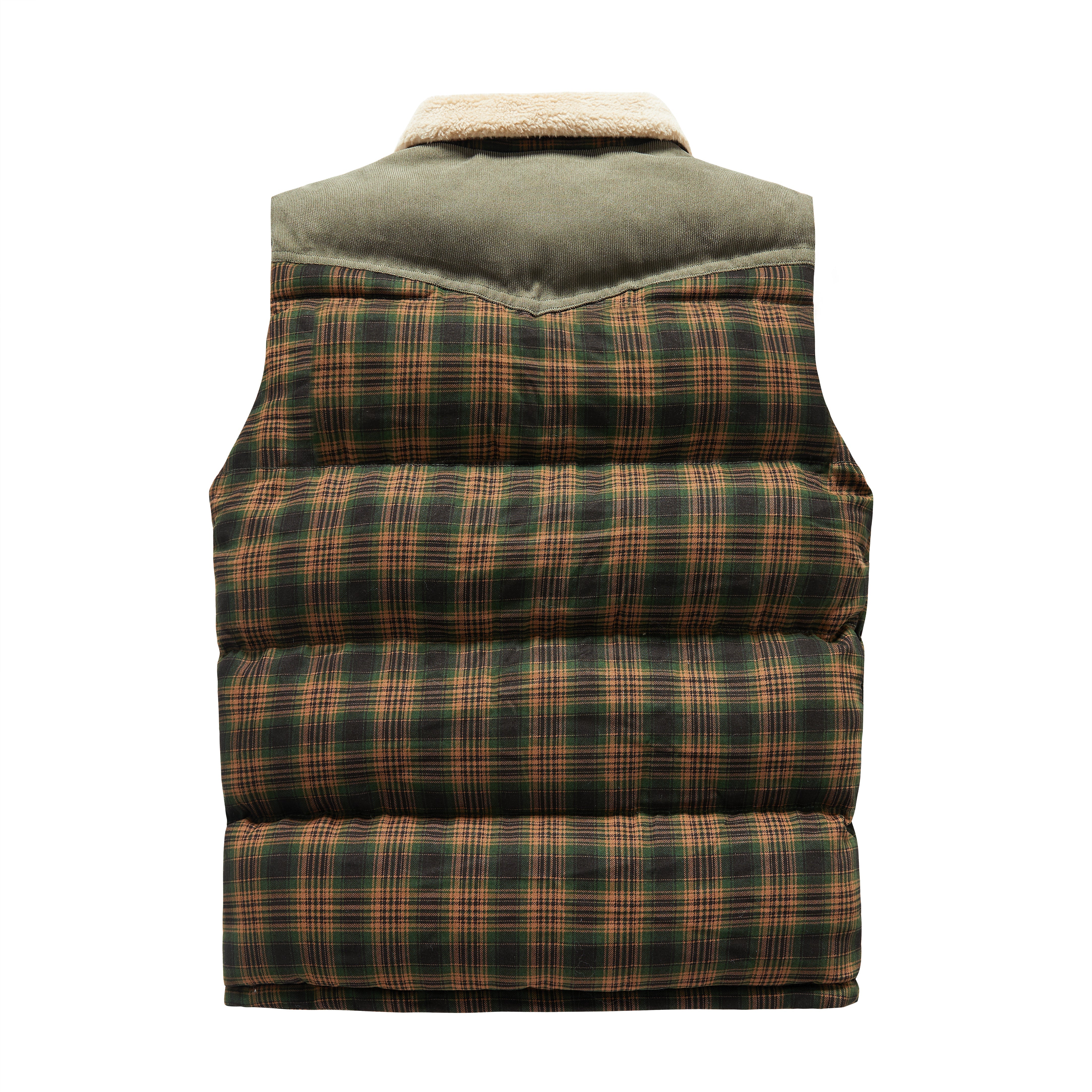 Luca Belloni Bodywamer | Plaid gilet met fleece kraag voor heren