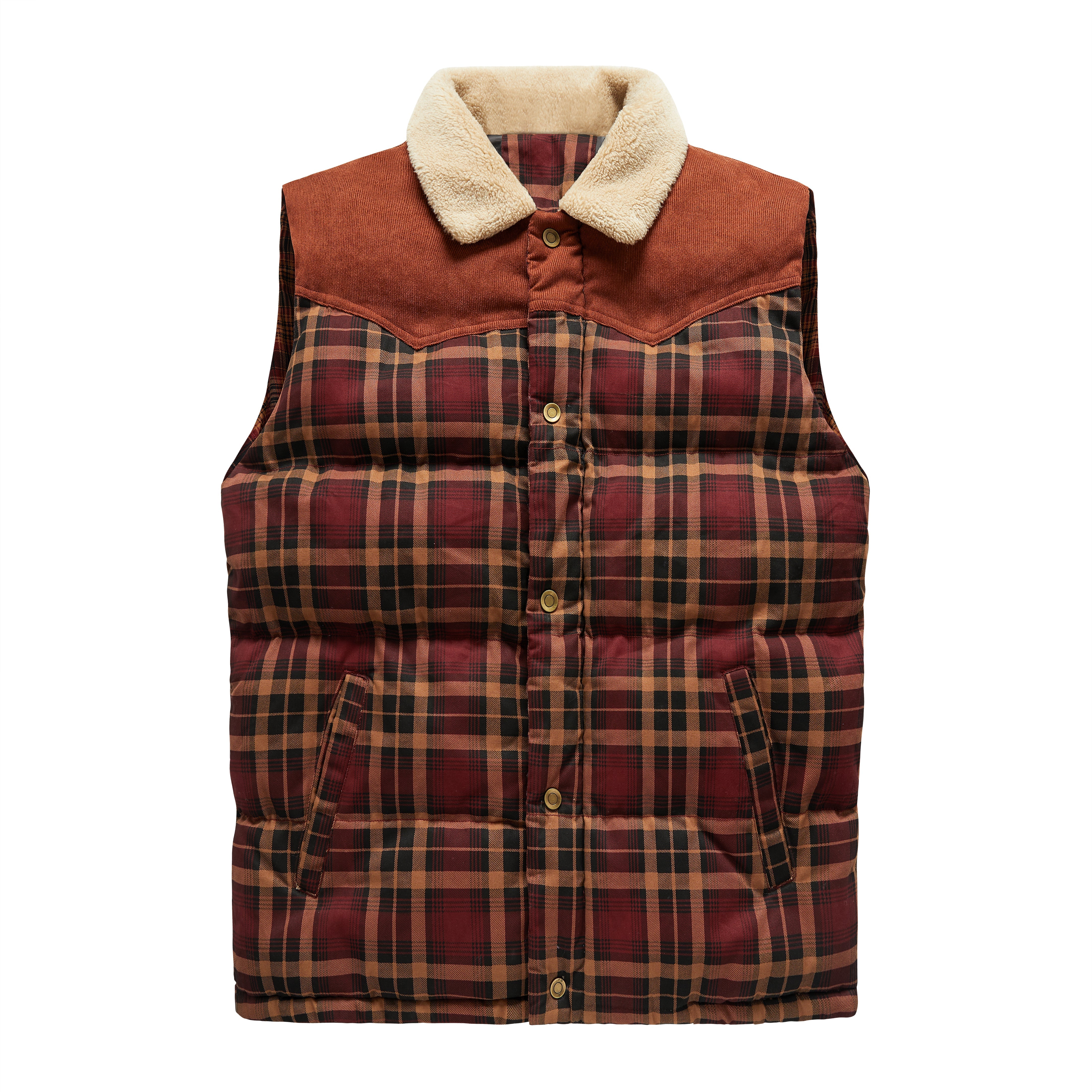 Luca Belloni Bodywamer | Plaid gilet met fleece kraag voor heren