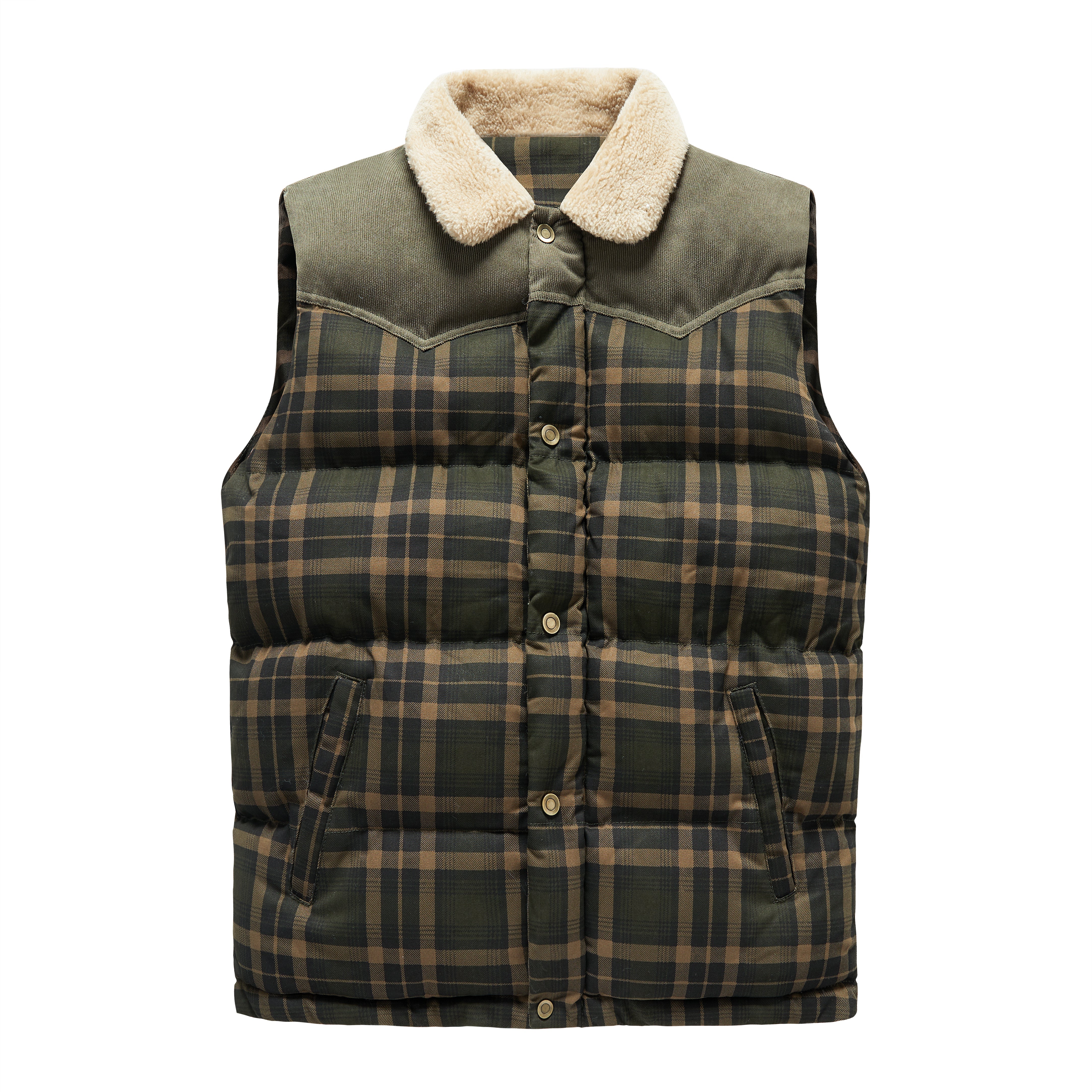 Luca Belloni Bodywamer | Plaid gilet met fleece kraag voor heren