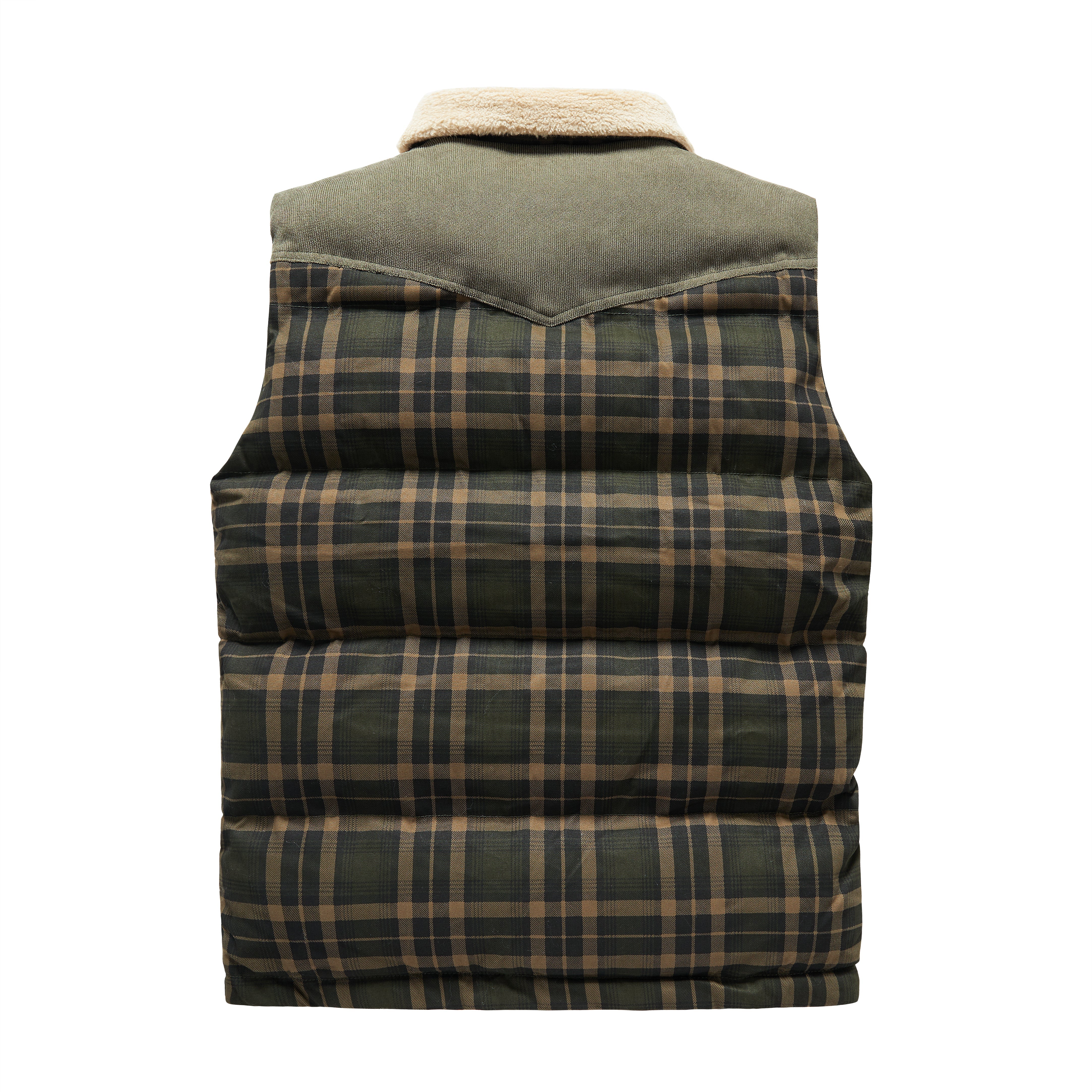 Luca Belloni Bodywamer | Plaid gilet met fleece kraag voor heren