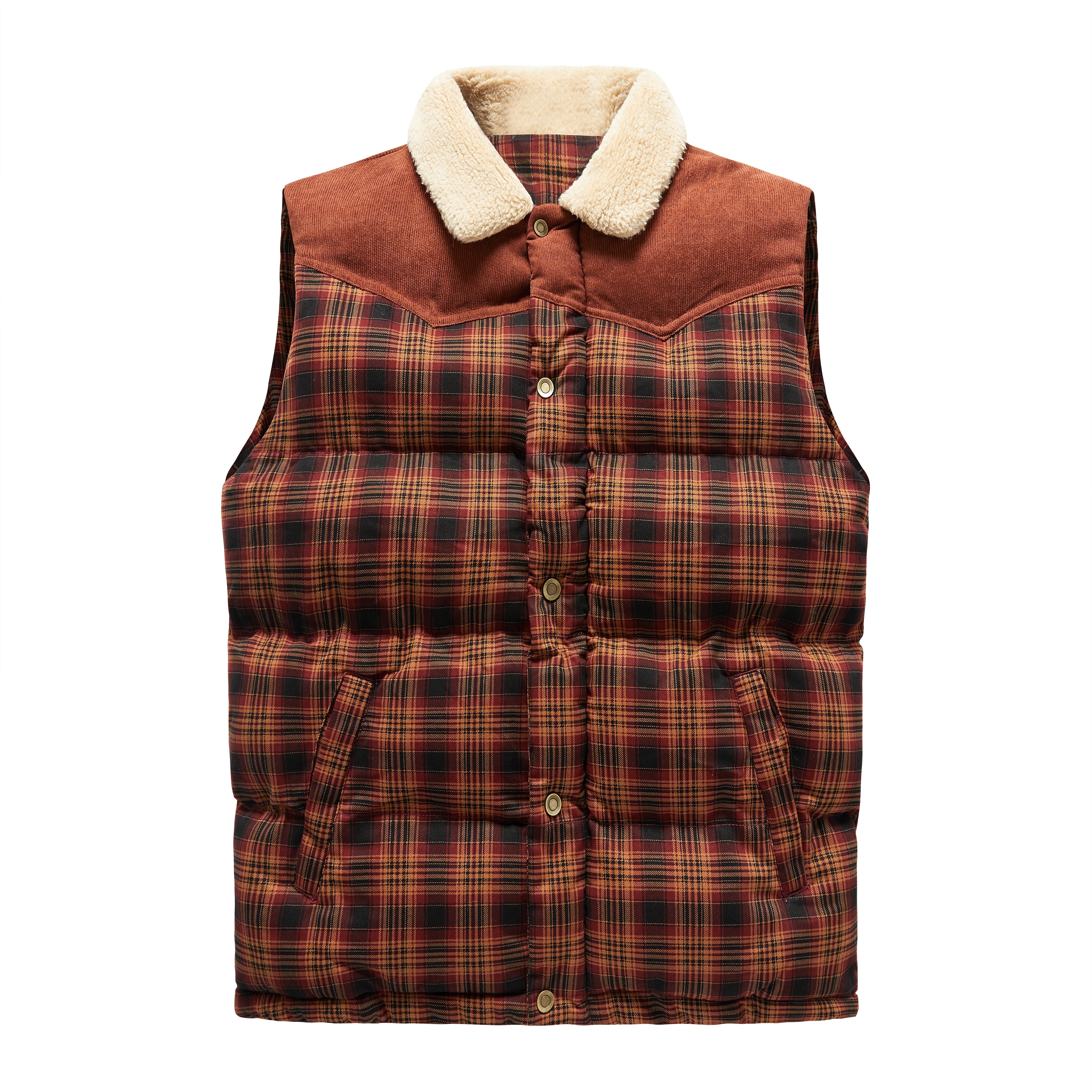 Luca Belloni Bodywamer | Plaid gilet met fleece kraag voor heren