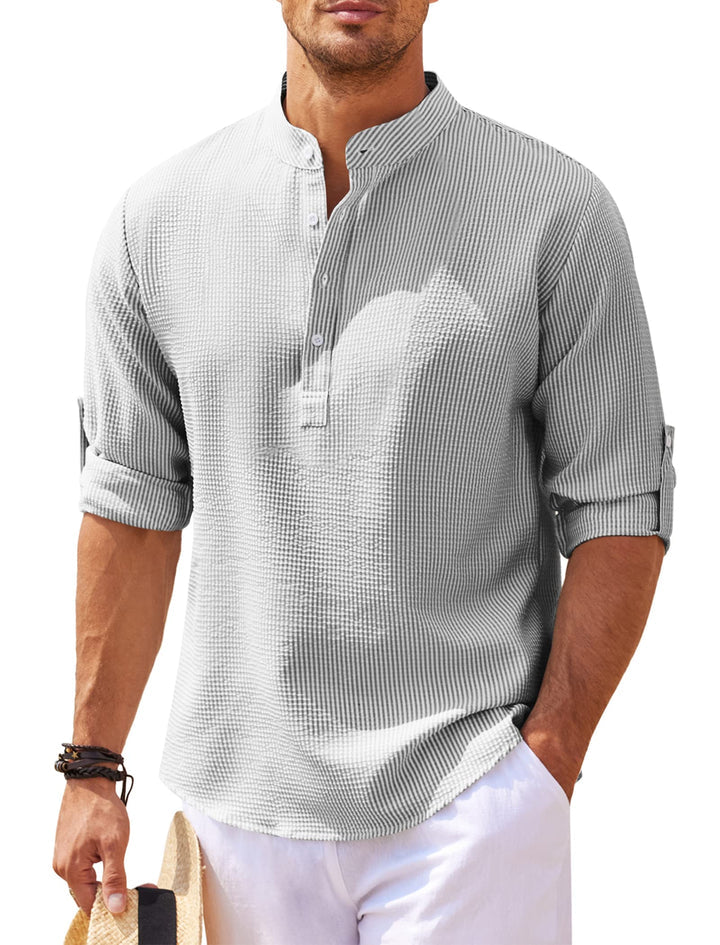 Valenzo Shirt | Stijlvol heren overhemd met maokraag