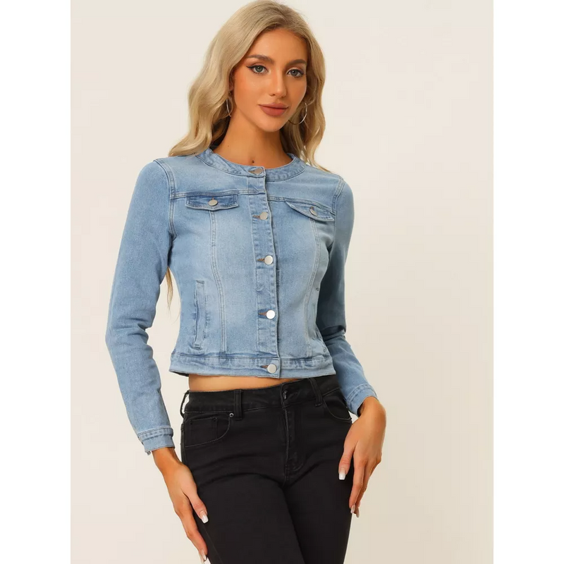 Anna Denim Jacket | Stijlvolle trendy korte spijkerstof jeans jas voor dames met knopen
