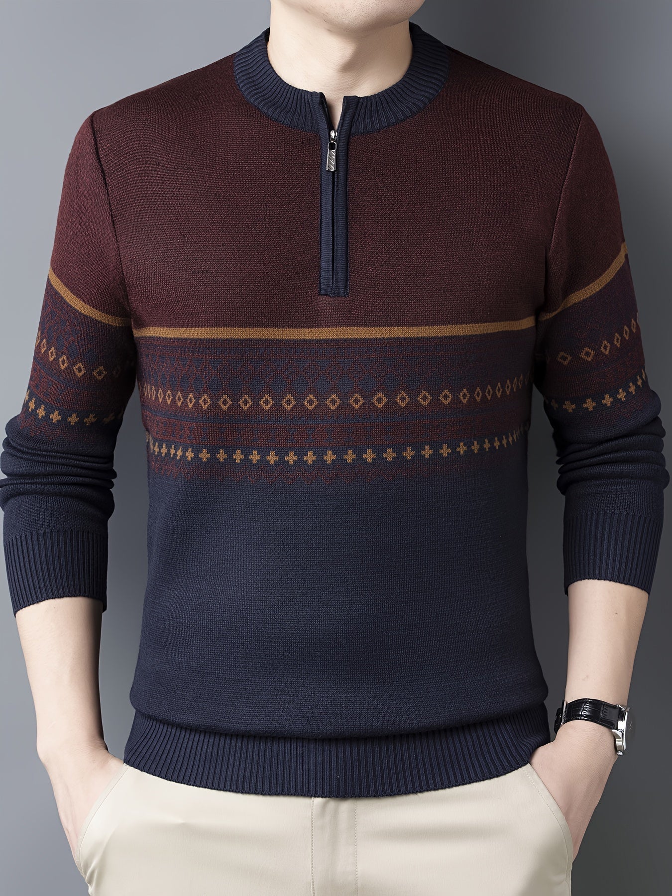 Nordico Knit Trui | Noors Gebreide Trui met Rits voor Heren