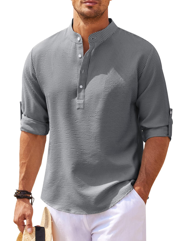 Valenzo Shirt | Stijlvol heren overhemd met maokraag