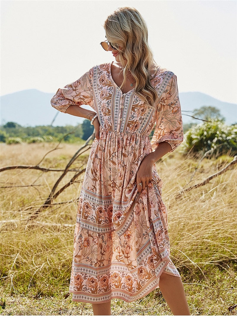 Clara Bohemian Zomerjurk | Ontdek de Schoonheid van Boho-Chic voor Dames