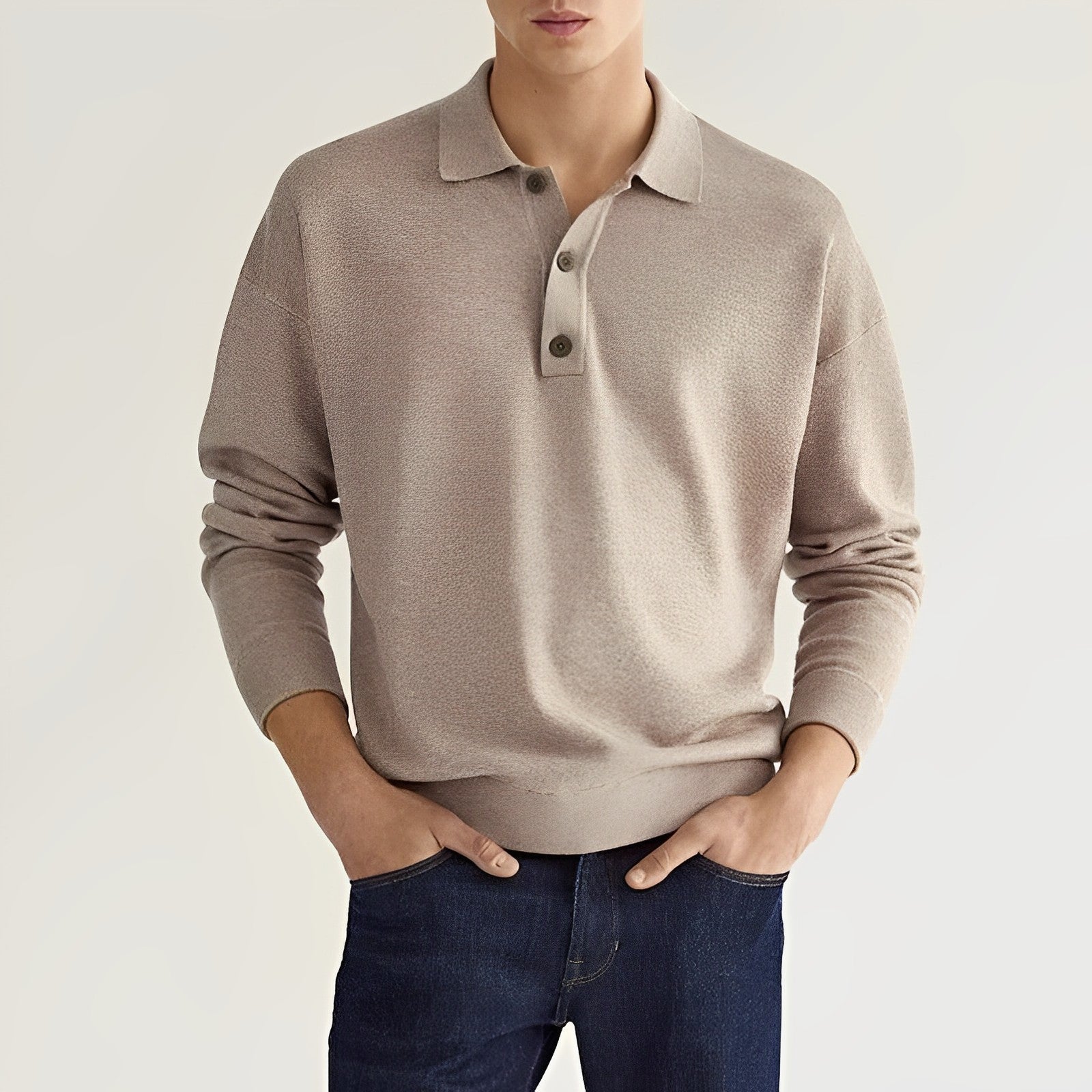 Valenzo Polo Shirt | Elegant knitted herenpoloshirt met lange mouwen