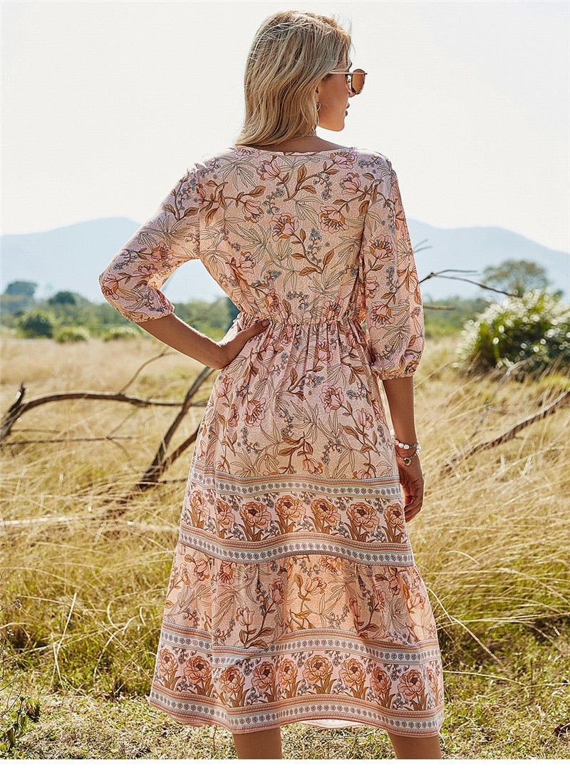 Clara Bohemian Zomerjurk | Ontdek de Schoonheid van Boho-Chic voor Dames