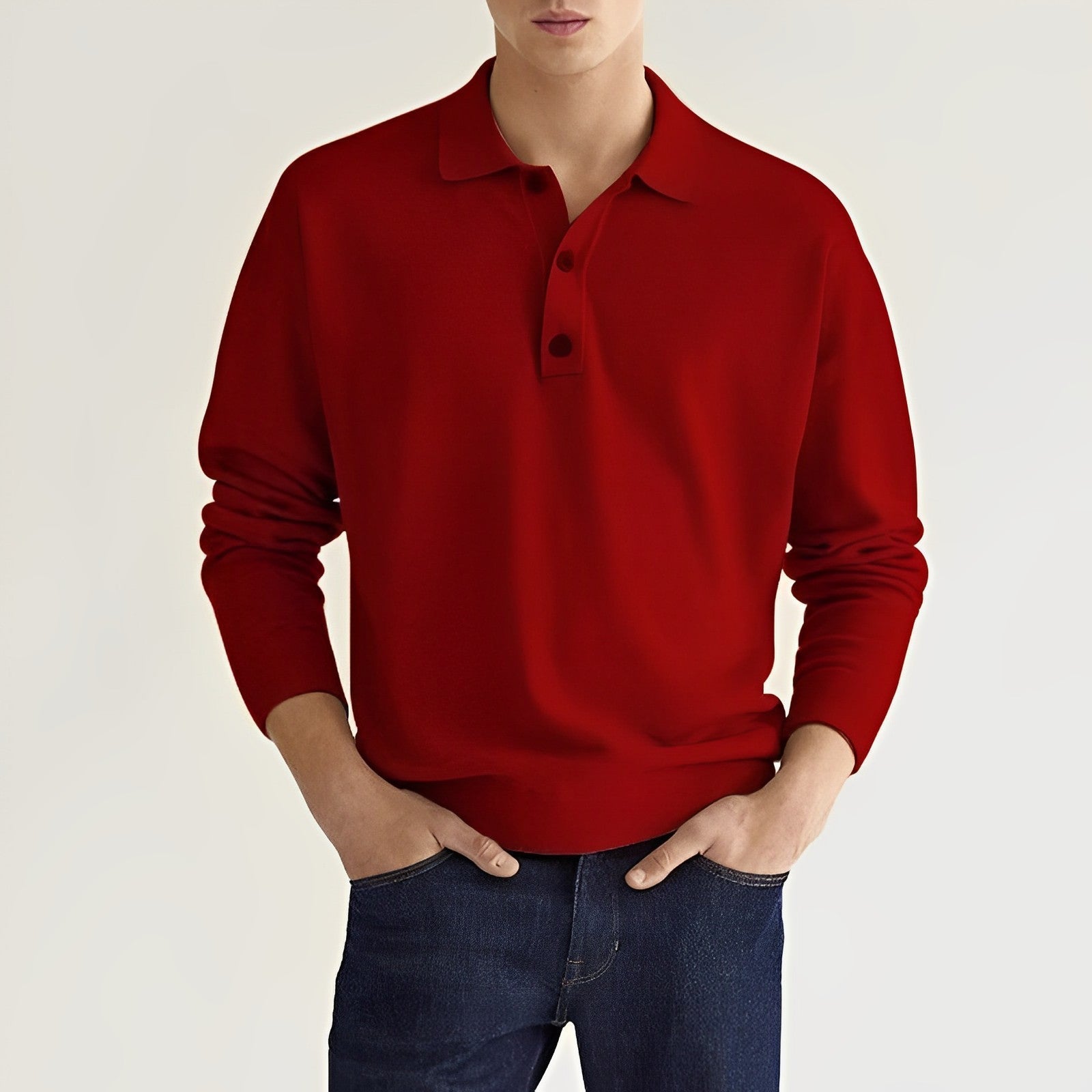 Valenzo Polo Shirt | Elegant knitted herenpoloshirt met lange mouwen