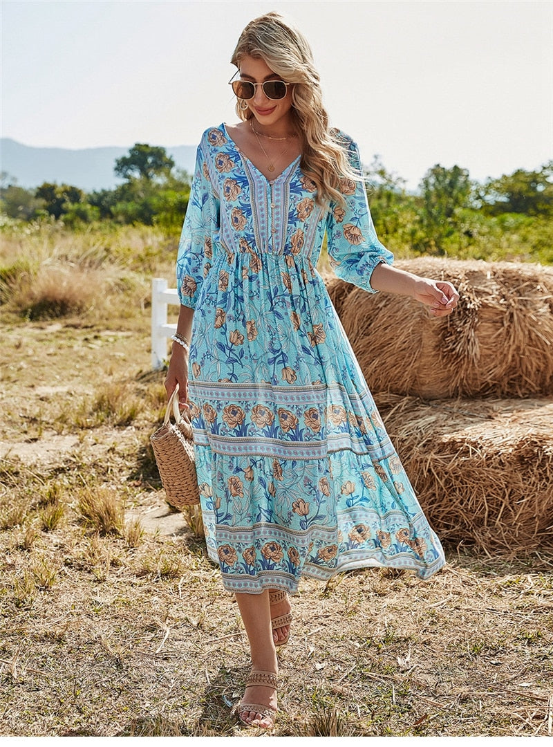 Clara Bohemian Zomerjurk | Ontdek de Schoonheid van Boho-Chic voor Dames