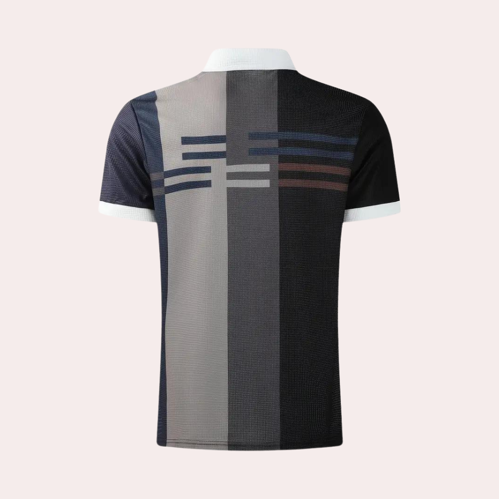 Luca Poloshirt | Stijlvolle zigzag polo met korte mouwen en rits voor heren