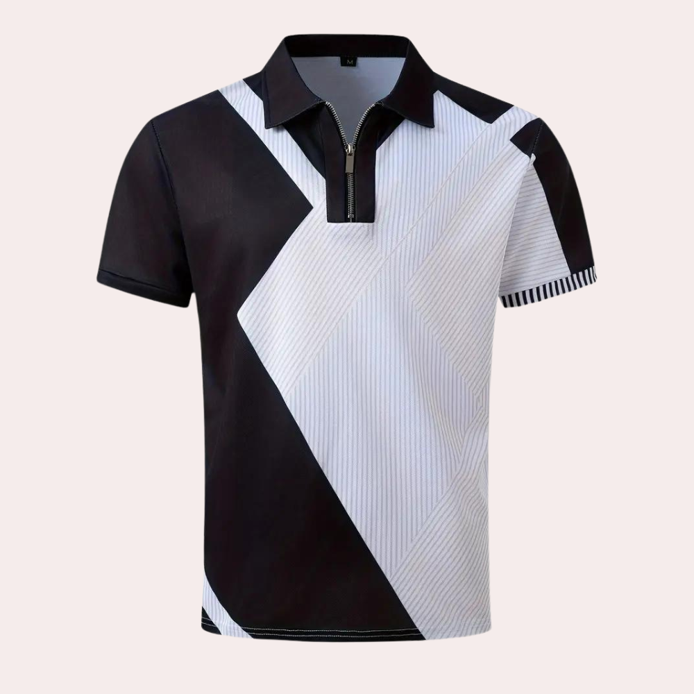 James Poloshirt | Stijlvolle zigzag polo met korte mouwen en rits voor heren