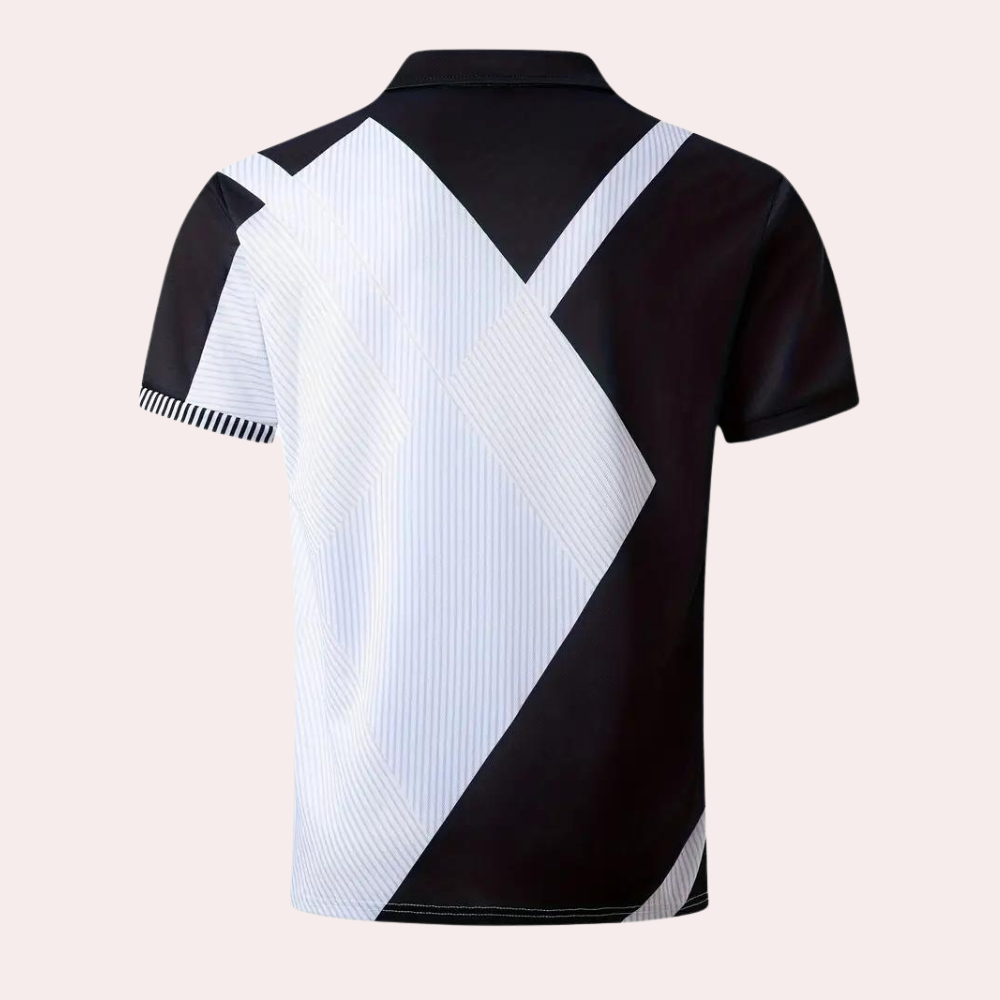 James Poloshirt | Stijlvolle zigzag polo met korte mouwen en rits voor heren