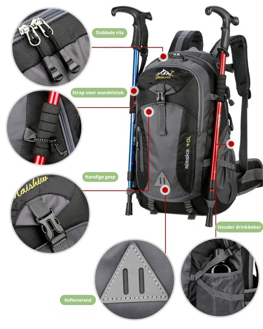 Peak Outdoor Backpack | Ergonomische waterdichte rugzak