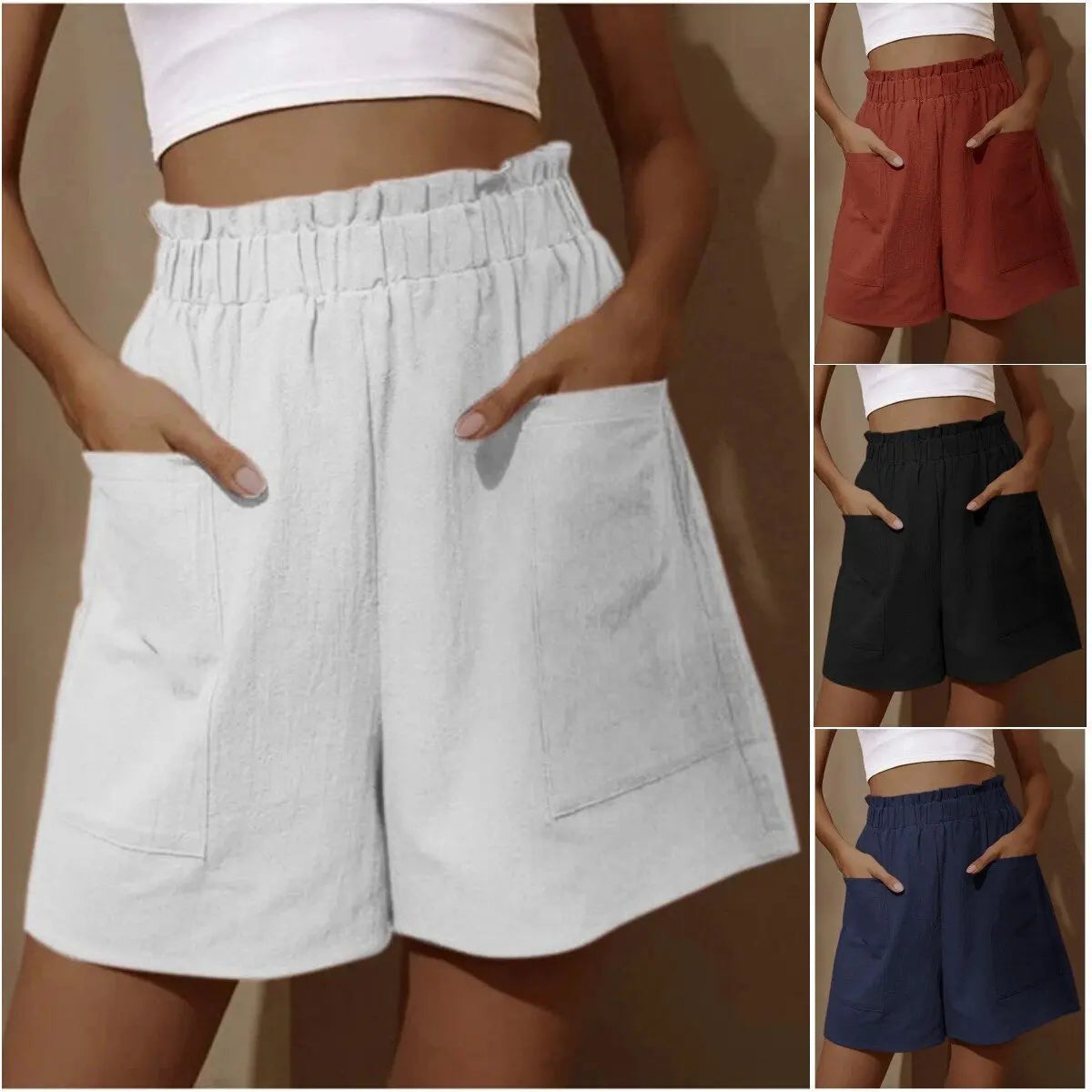 Mila High Waist Shorts | Hoge Linnen Taille Shorts voor dames