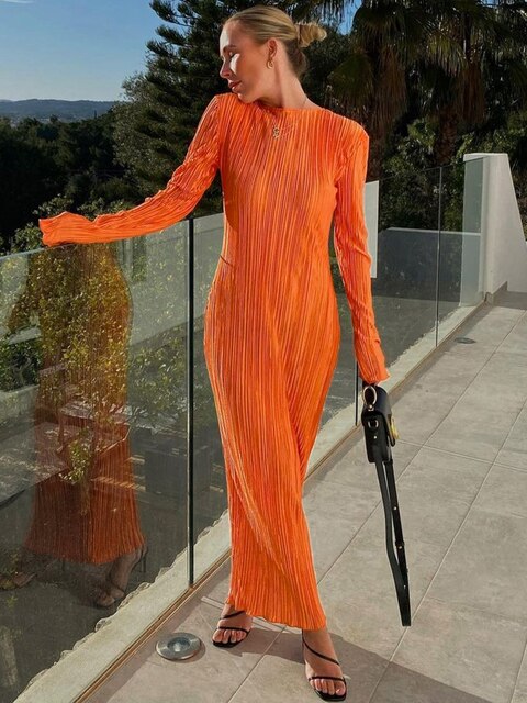 Sandros Bodycon | Elegante feestelijke lange dames jurk met lange mouwen