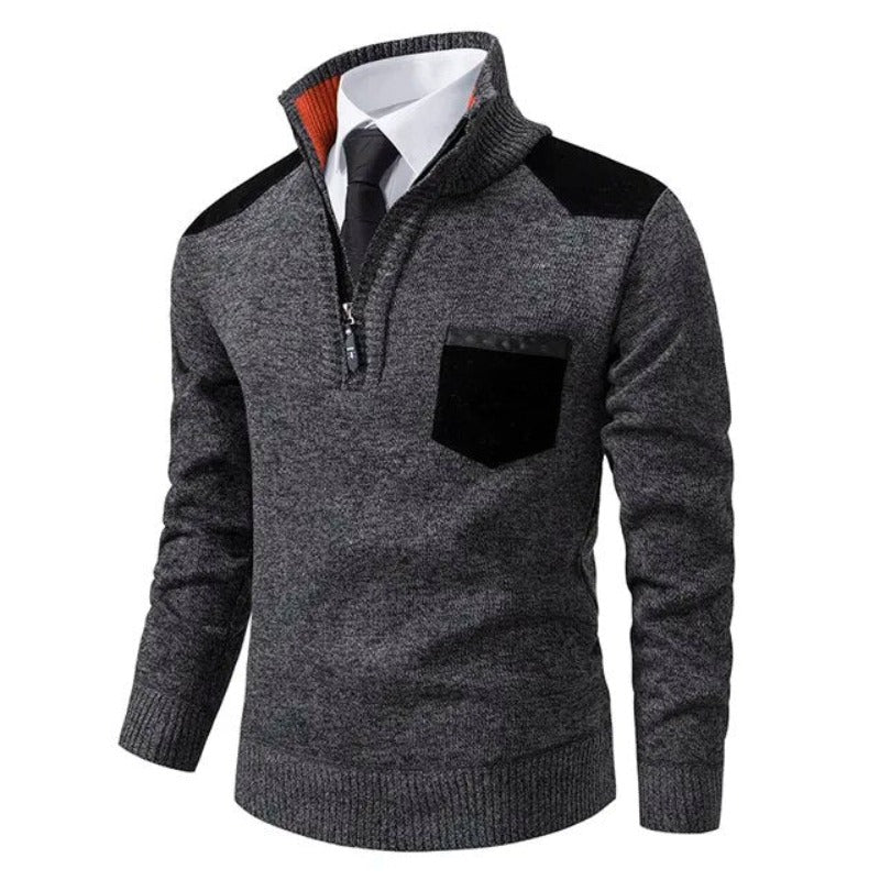 Bernardo Sweater | Casual Kasjmier V-hals trui met ritssluiting voor heren