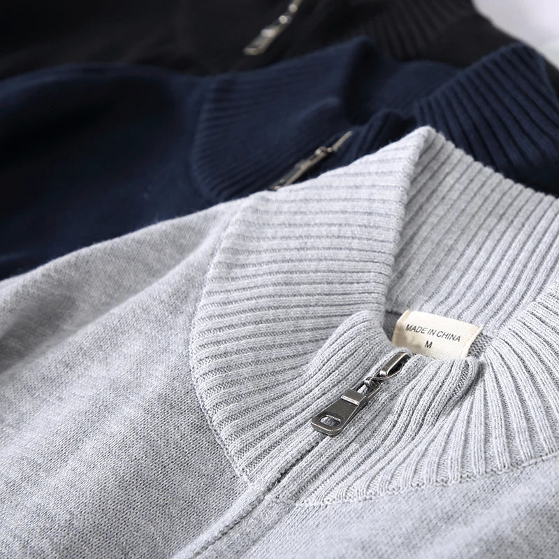 Gents Zip Sweater | Casual gebreid heren vest met rits en kraag