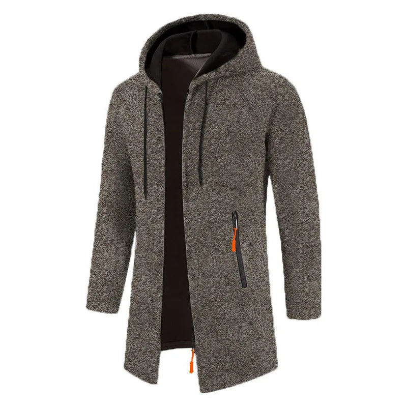 Gents Knitted Cardigan | Casual lang vest met capuchon voor heren met rits