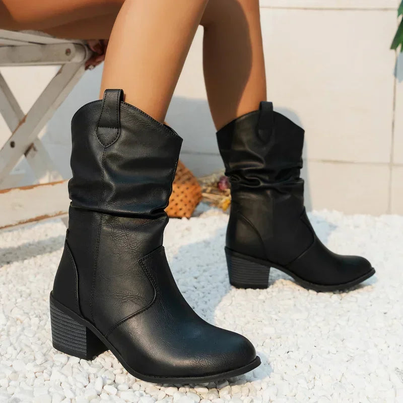 Gabriella Mid-Calf Cowboy boots | Trendy zomer leren cowboylaarsjes voor dames