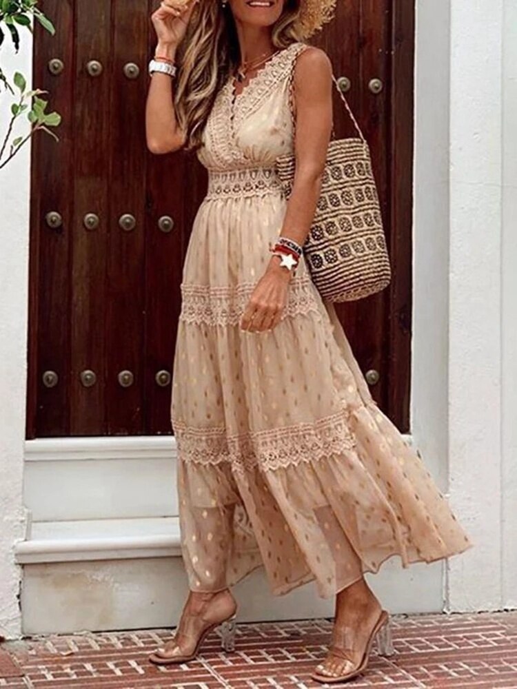 Jazzy Elegante Boho Maxi Jurk | Stijlvolle Lange Jurk voor Zomerse Gelegenheden