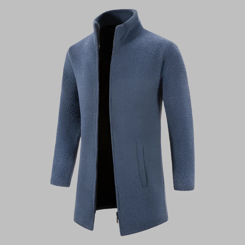 David Fleece Trui | Comfortabele Lange Fleece Trui met Rits voor Heren