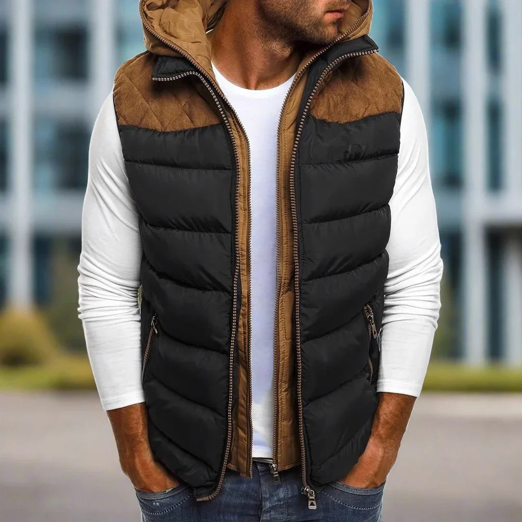 RAW Premium Bodywarmer | Stijlvolle gewatteerde bodywarmer voor mannen met leren patch