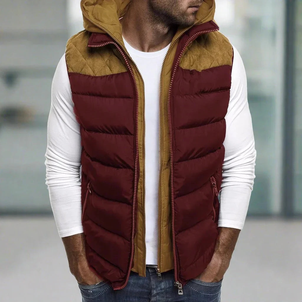 RAW Premium Bodywarmer | Stijlvolle gewatteerde bodywarmer voor mannen met leren patch