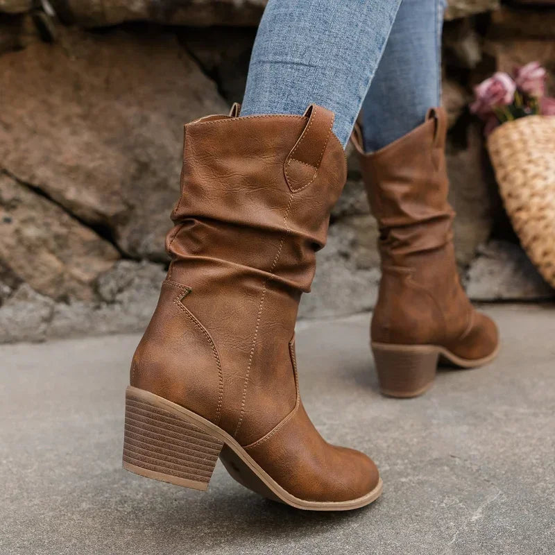 Gabriella Mid-Calf Cowboy boots | Trendy zomer leren cowboylaarsjes voor dames