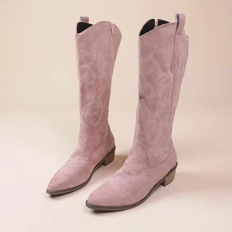 Nadia Cowboy Boots | Trendy Western knie-hoge zomerlaarzen voor dames met hoge hak