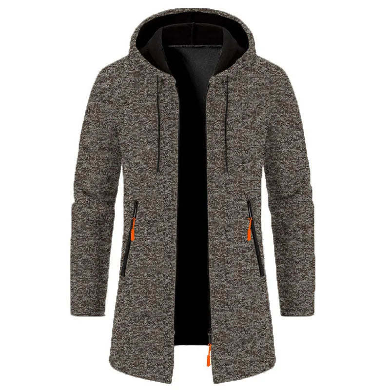 Gents Knitted Cardigan | Casual lang vest met capuchon voor heren met rits