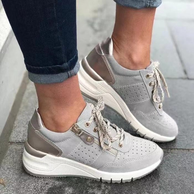 Chloe Sneakers | Casual stijlvolle ergonomische schoenen met veters en ritssluilting voor dames