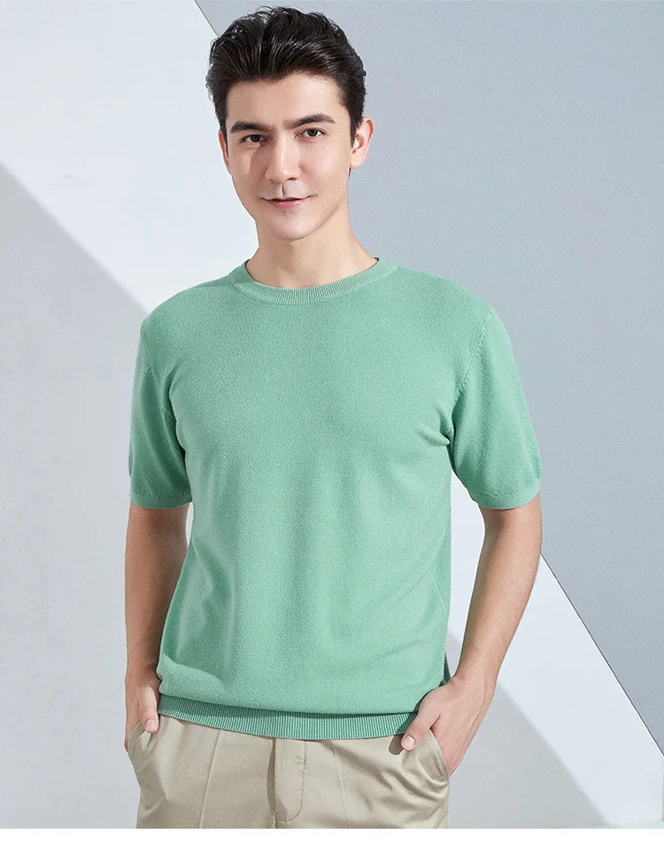 Luca Belloni Merino T-shirt | Stijlvol Luchtig gebreid T-shirt voor heren